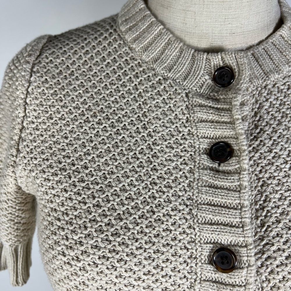 GAP Cotton Short Sleeve Knit Beige Cardigan Sweater Womens Small - Picture 3 of 7